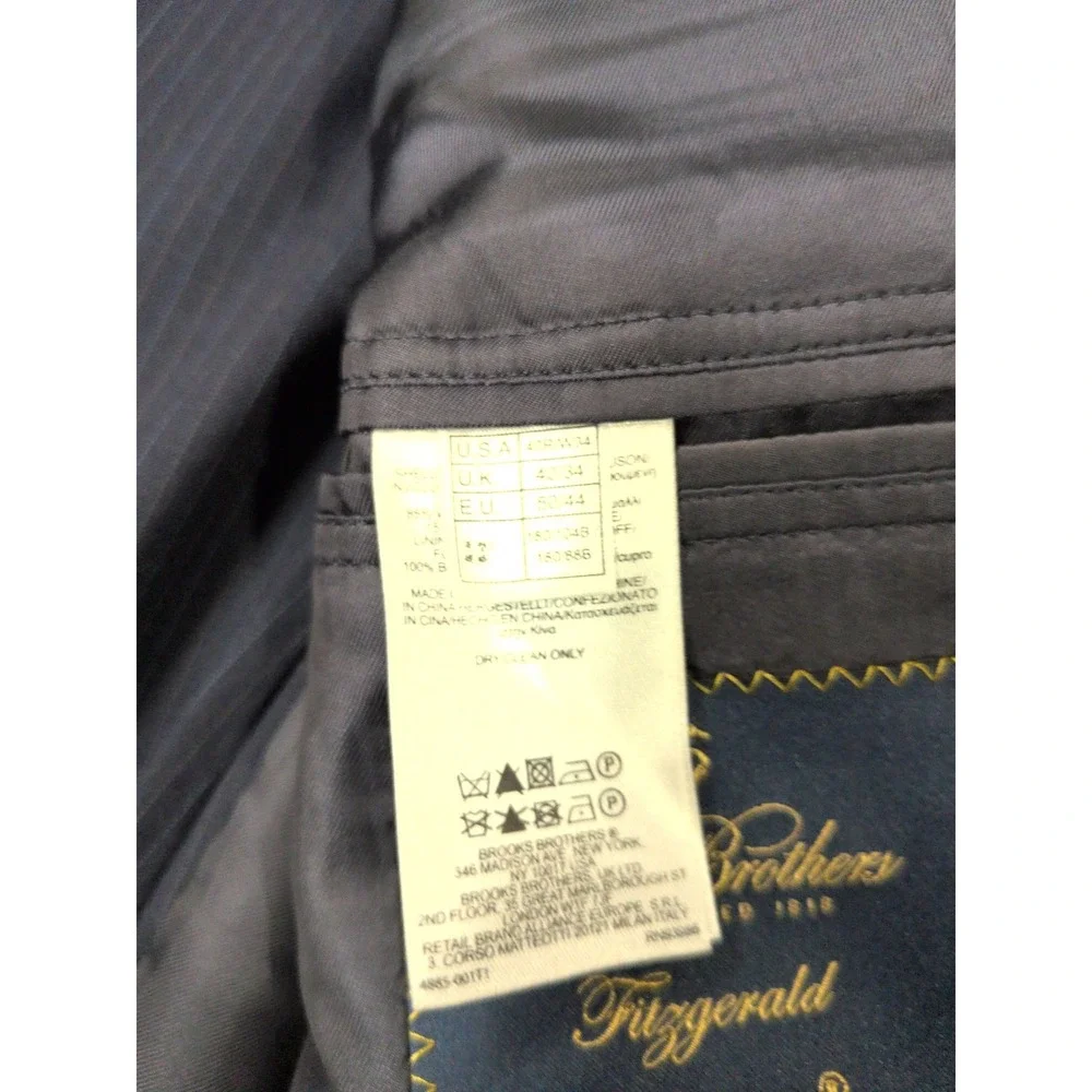Brooks Brothers Fitzgerald BrooksCool Navy Pinstripe Full Canvas‎ Blazer Jacket